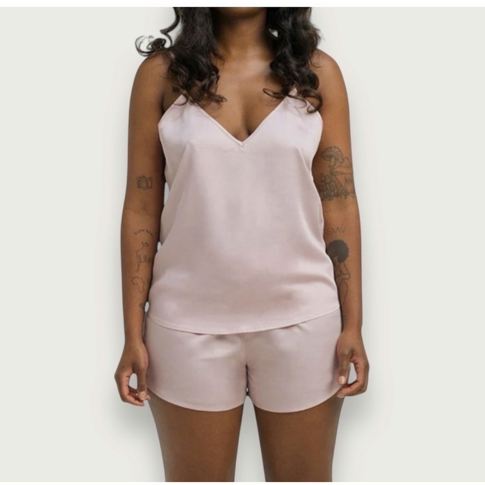 Ettitude Womens Sateen Lounge Pajama Shorts Size XL Rose Pink Shortie Bamboo New